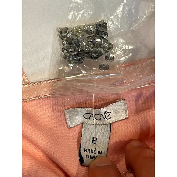 Cache Women Gorgeous Strapless Beaded Long Maxi Dress Front Slit Pink Size 8 - Picture 9 of 11